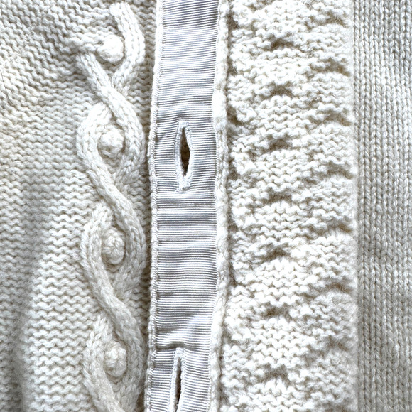 PENDLETON irish aryn fisherman cardigan sweater w/leather look buttons wool Sz M - Picture 7 of 8